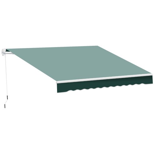 Outsunny 2.5m x 2m Retractable Awning, DIY Garden Awning Canopy, Anti-UV Sun Shade Shelter with Aluminium Frame and Crank Handle, Green