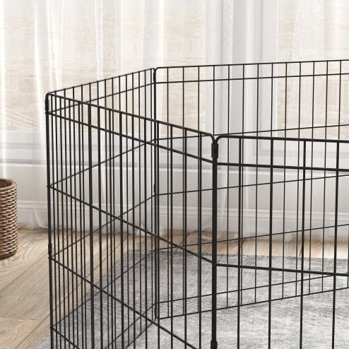 PawHut Eight-Panel Dog Playpen Puppy Pen Rabbits, Guinea Metal Crate, Pet Cage, Run Indoor, Outdoor, 61 x 61cm