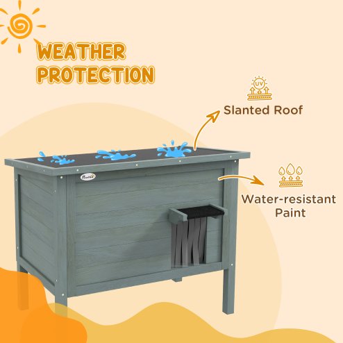 PawHut Outdoor Cat House, Feral Insulate Wooden Kitten House with Removable Floor, Water-Resistant Openable Roof, 85 x 50 x 68.5cm - Charcoal Grey