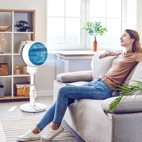 HOMCOM 9'' Air Circulator Fan 3 Speed 3 Mode, 70° Oscillation 90° Vertical Tilt, Remote Controller, for Living Room, Bedroom, Office, Black and White