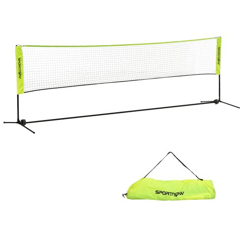 SPORTNOW 4m Badminton Net, Foldable Height Adjustable Outdoor Sports Net with Carry Bag, for Tennis, Badminton, Pickleball, Volleyball, Black and Yellow