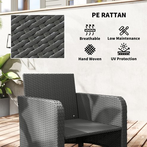 Outsunny 5 Piece Rattan Garden Furniture Set, Wicker Patio Conversation Set with 2 Chairs, 2-Tier Coffee Table, 2 Ottomans and Thick Cushions for Outdoor, Balcony, Bistro, Porch, Cream White