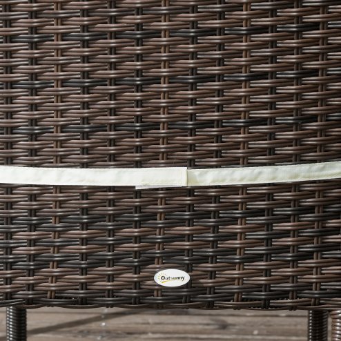 Outsunny 4 Pieces PE Rattan Garden Chairs with Cushion, Patio Wicker Dining Chairs with Backrest for Patio, Deck, Garden, Brown