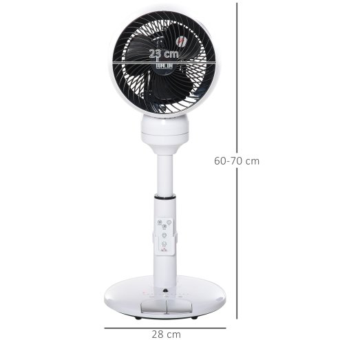 HOMCOM 9'' Air Circulator Fan 3 Speed 3 Mode, 70° Oscillation 90° Vertical Tilt, Remote Controller, for Living Room, Bedroom, Office, Black and White