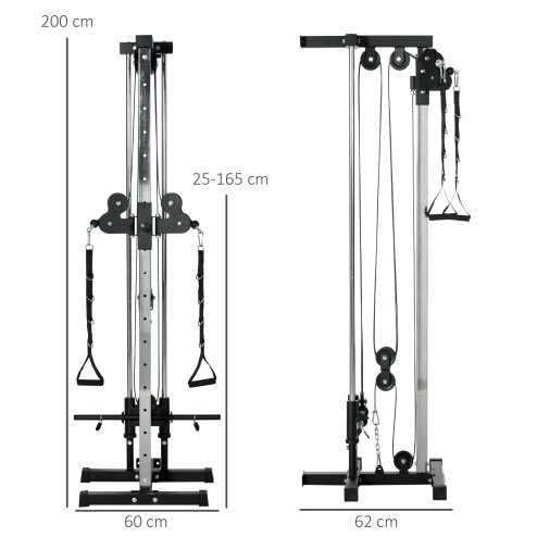 SPORTNOW Wall Mount Cable Machine, 15 Positions Adjustable Cable Crossover Machine Dual Pulley System for Home Gym
