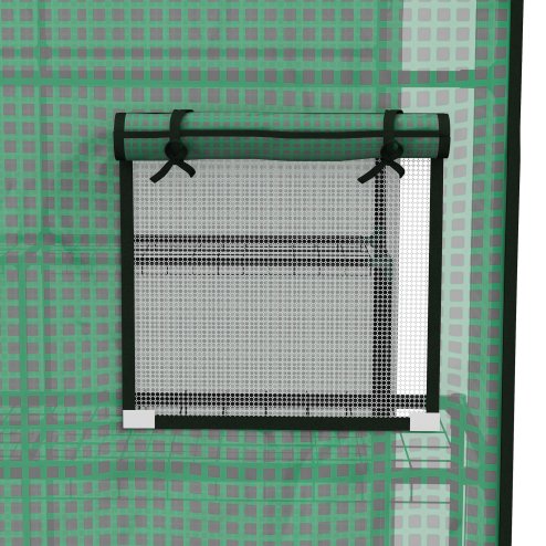 Outsunny Walk-in Greenhouse Cover Replacement with Roll-up Door and Mesh Windows, Reinforced PE Hot House Cover, COVER ONLY, 140 x 143 x 190cm, Green
