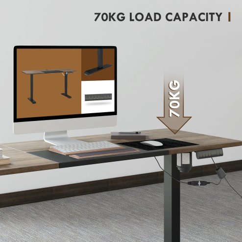 Vinsetto Electric Standing Desk, 140 x 70cm Height Adjustable Sit Stand Desk with 4 Memory Smart Panel, Stand Up Desk for Home Office, Black and Teak