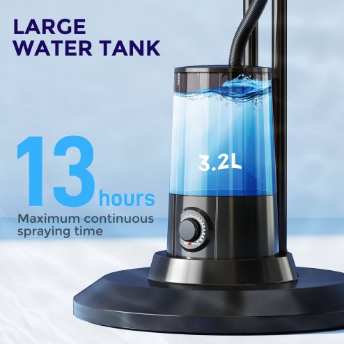 HOMCOM Pedestal Fan with Water Mist Spray, Spray Misting Fan with 70° Oscillation, Tilt Head, 4 Speeds, 3 Modes, Adjustable Mist, 3.2L Water Tank, for Home, 120 cm