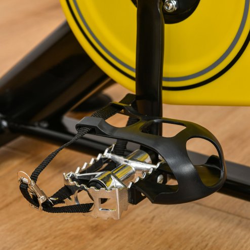 HOMCOM Stationary Exercise Bike w/ 6kg Flywheel, LCD Monitor, Adjustable Resistance, Pad & Bottle Holder, for Indoors, Gyms, Offices, Cardio Workout - Yellow