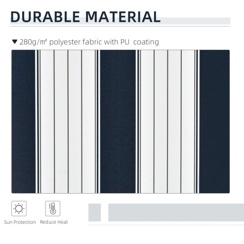 Outsunny 3m x 2.5m Garden Patio Manual Awning Canopy Sun Shade Shelter with Winding Handle Retractable Blue and White