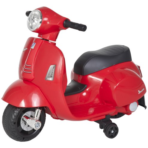HOMCOM Vespa Licensed 6V Kids Electric Motorbike Ride On Motorcycle  Battery Powered for 18-36 Months with Horn Headlight Red Image