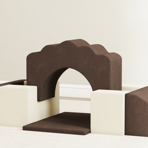 AIYAPLAY Kids Soft Play Set, 7 Piece Foam Climbing Blocks with Detachable Cover, Baby Indoor Climb and Crawl Foam Play Set for Toddlers, Preschoolers, Brown