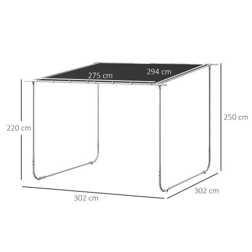 Outsunny 3 x 3(m) Mobile Pergola, Lean to Garden Gazebo with Wheels, UV-Resistant Canopy and Sandbags, Outdoor Sun Shade Shelter for Porch, Patio, Deck, Grey