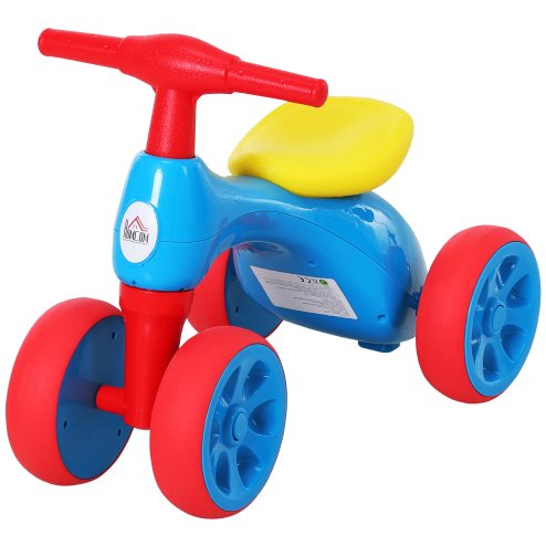 HOMCOM Baby Balance Bike Toddler Training Walker Smooth Rubber Wheels Ride on Toy Storage Bin Gift for Boys Girls Blue Red Image