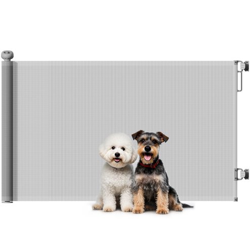 PawHut Retractable Stair Gate for Dogs, Extra Wide Dog Gate Extends Up to 140 cm Wide, 86.5 cm Tall, for Doorways, Stairways, Hallways, Indoor and Outdoor, Grey