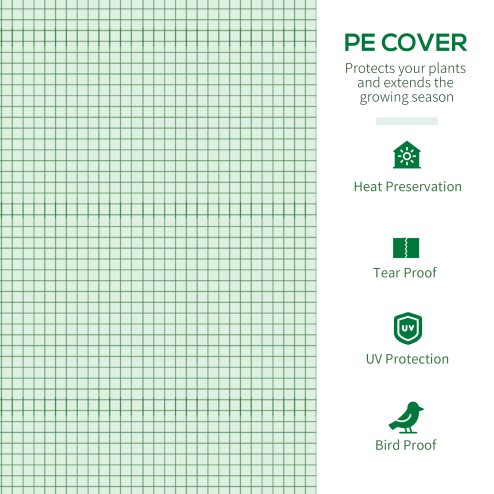 Outsunny Walk in Polytunnel Greenhouse, Tomato Greenhouse with Roll-up Window and Door, PE Cover, Steel Frame for Garden, 1.8 x 1.8 x 2 m, Green