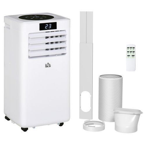 HOMCOM 10000 BTU Air Conditioning Unit, 2.9KW 3-in-1 Portable Air Conditioner, Dehumidifier, Cooling Fan with Remote Control, Digital Display, 2 Speeds, 24H Timer, Window Venting Kit, 22m²