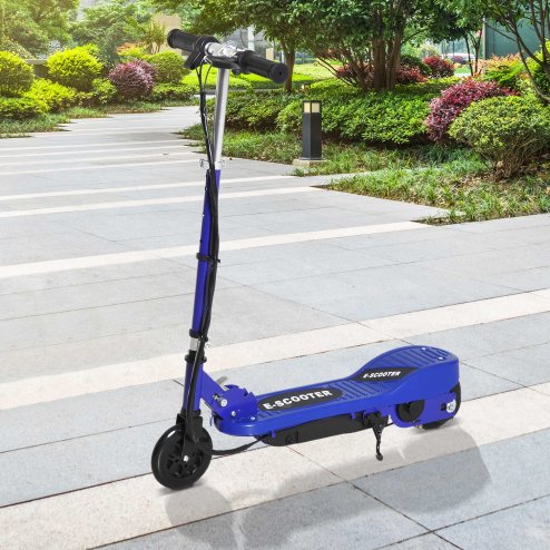 HOMCOM Electric Scooter for Kids, 120W Foldable E Scooter for Age 7-14 with Adjustable Height, Rear Brakes, Up to 12 KM/H, Maximum Range 10 KM, Blue Image