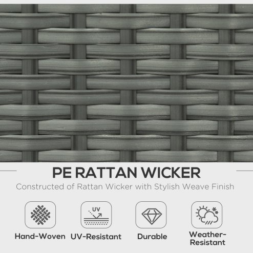Outsunny Rattan Garden Furniture 7 Seater Sofa & Coffee Table Footstool Set Outdoor Patio Wicker Weave Reclining Chair Space-saving - Light Grey