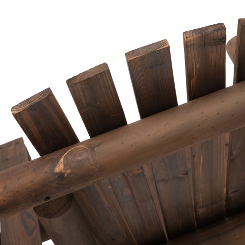 Outsunny Wood Patio Chair Bench 2 Seats with Centre Coffee Table, Garden Bench for Lounging and Relaxing Outdoors, Carbonized