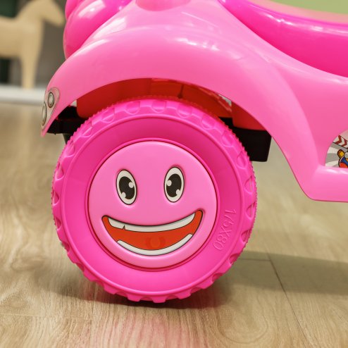 AIYAPLAY Ride on Car, Push Along Toy, Toddler Car Foot to Floor with Under Seat Storage, Anti-Over-Backwards Device, Horn, Music, Light, for 18-36 Months, Pink