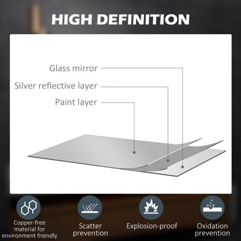 kleankin LED Bathroom Mirror with Lights, 3X Magnifying Mirror, Dimming Lighted Bathroom Mirror, Vanity Mirror with 3 Colour Front and Backlit, Smart Touch, Anti-Fog, Horizontal and Vertical, 80x60cm