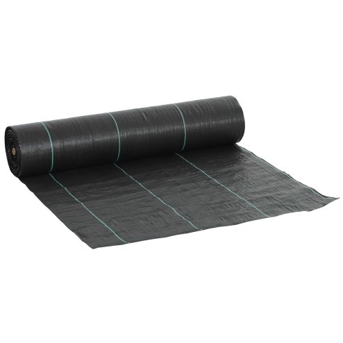 Outsunny 2m x 90m Weed Control Membrane, Heavy Duty Weed Control Barrier Fabric, 90gsm Ground Cover for Patios, Garden, Flower beds, Landscaping