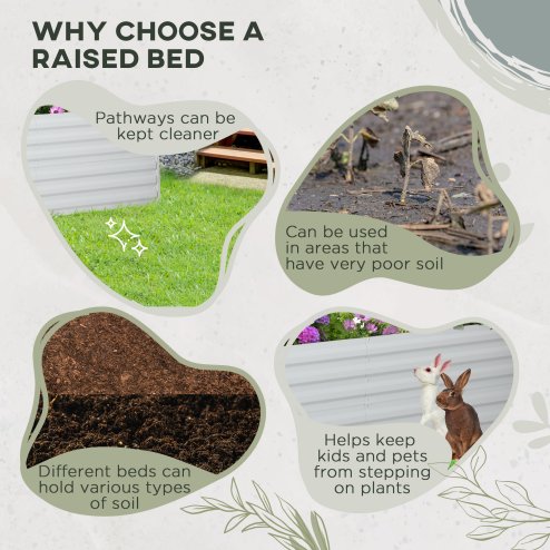 Outsunny Raised Beds for Garden, Galvanised Steel Outdoor Planters with Multi-reinforced Rods for Vegetables, Plants, Flowers and Herbs, 180 x 90 x 59 cm, Light Grey