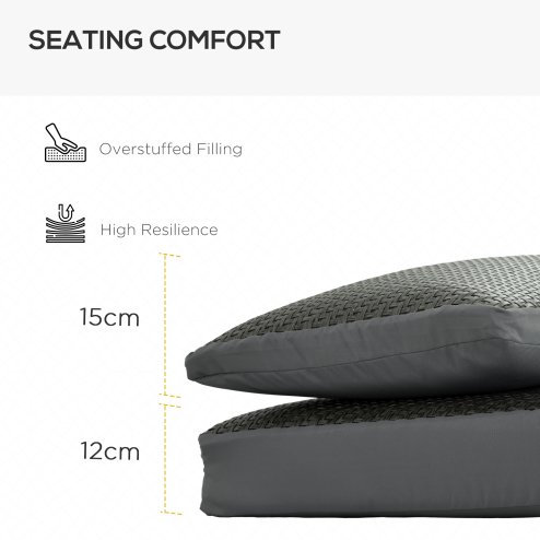 Outsunny 2 Pieces Outdoor Seat Cushions with Backrest, Fabric and PE Rattan Cover, Water Repellent Seat Pads for Chair, Swing, Sofa, Grey
