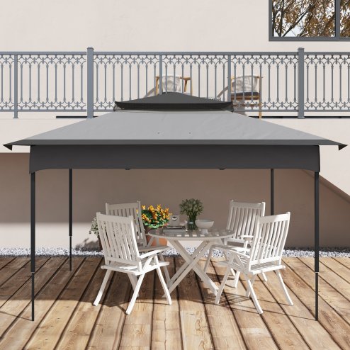 Outsunny Gazebo for 3.25m x 3.25m Frame, 2 Tier Gazebo Cover, UV Protection, Grey