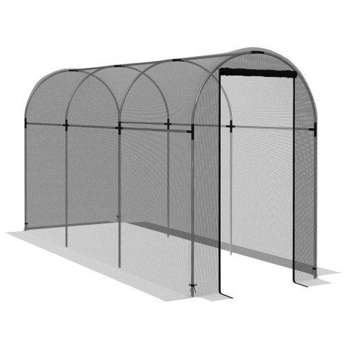 Outsunny Fruit Cage Bird Netting, Heavy Duty Fruit and Vegetable Protection Tent with Zipped Door, Anti Bird, Insects, Small Animals, 1.2 x 3.6 x 1.9m, Black