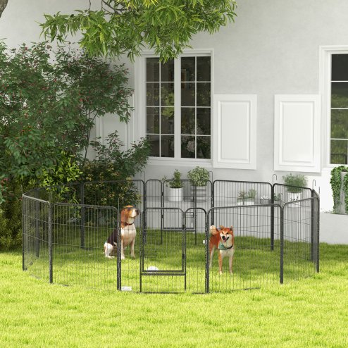 PawHut Dog Pen 12 Panels Puppy Pen Heavy Duty Pet Playpen for Indoor Outdoor for Dogs, Rabbits, Ducks 80cm High