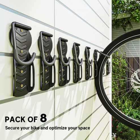SPORTNOW 8 Pack Bike Rack, Wall Mounted Bicycle Hanger Hook, Foldable Garage Bike Wall Rack, Bicycle Storage Holder for Indoor Outdoor Use