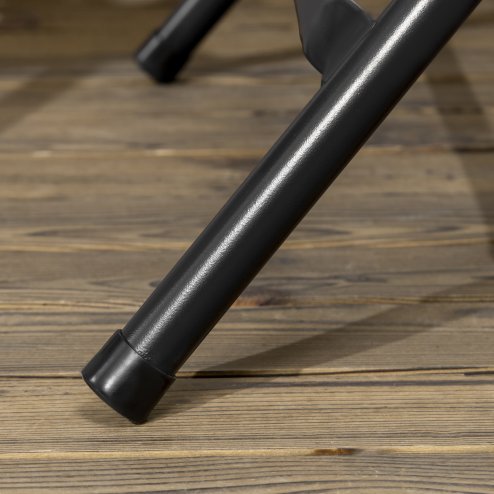 Outsunny Foldable Garden Dining Table, Round Outdoor Table with HDPE Tabletop and Steel Frame for Patio and Garden, Dark Grey