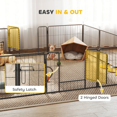 PawHut Dog Pen 12 Panels Puppy Pen Heavy Duty Pet Playpen for Indoor Outdoor for Dogs, Rabbits, Ducks 60cm High