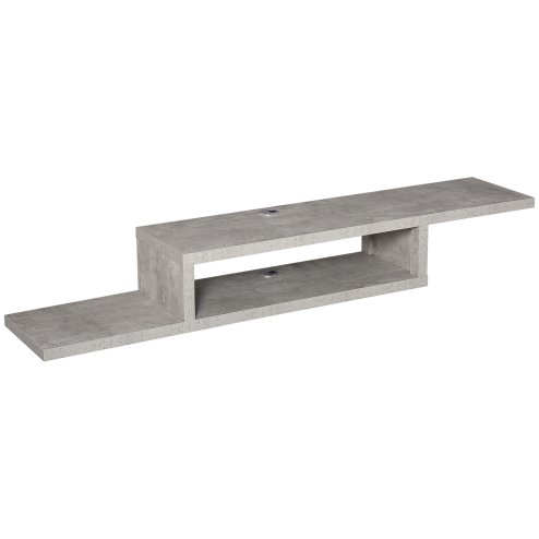 HOMCOM Floating TV Unit, Wall Mounted TV Stand with Open Shelf and 2 Cable Holes, Entertainment Unit for Living Room