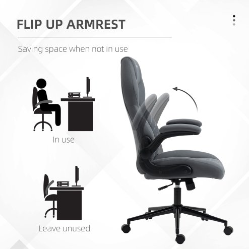 Vinsetto Gaming Chair, Office Desk Chair, Comfy Computer Chair with Adjustable Arms and Rolling Wheels for Home Work Study, Charcooal Grey