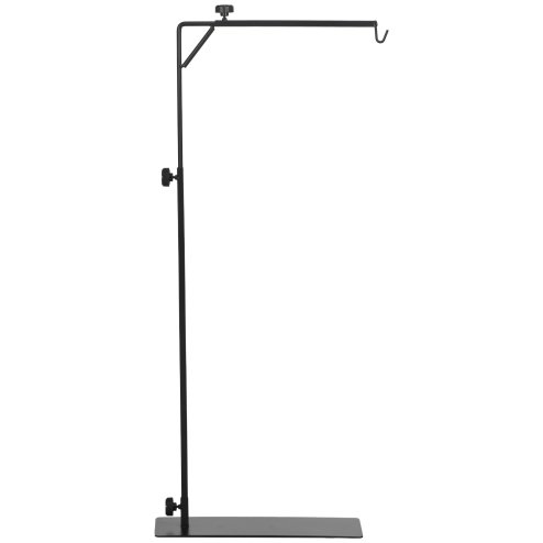 PawHut Reptile Lamp Stand, Adjustable Height and Width Heat Lamp for Reptile Amphibian Terrariums, Light Stand with Hook Hanging Steel Base, 86-129Hcm, 42-50Wcm - Black