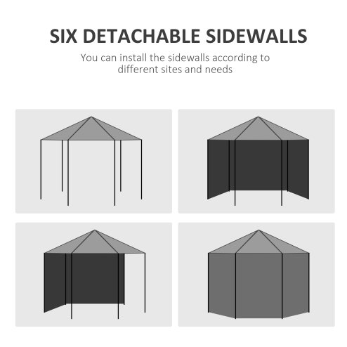 Outsunny 4m Hexagonal Gazebo Canopy Party Tent with 6 Removable Side Walls for Outdoor Event with Windows and Doors, White