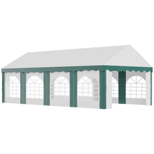 Outsunny 8 x 4m Garden Gazebo with Sides, Galvanised Marquee Party Tent with Eight Windows and Double Doors, for Parties, Wedding and Events Image