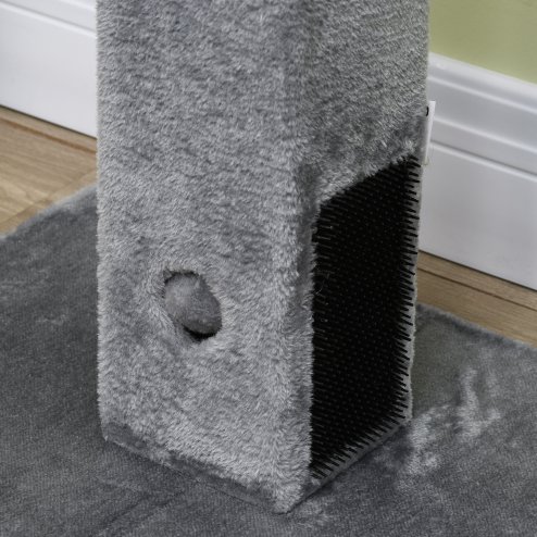 PawHut Cat Tree Scratching Post for Indoor Cats 79cm Jute Scratcher Climber w/ Carpet Base Dangling Toy - Grey