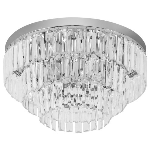 HOMCOM Round Crystal Ceiling Lamp 7 Lights Chandelier Mounted Fixture For Living Room Dining Room Hallway Modern Image