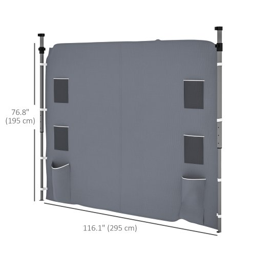 Outsunny Gazebo Side Panel, Canopy Sidewall Panel with 4 Mesh Bags and 2 Storage Pockets for 3 x 3 m Straight Leg Pop Up Gazebos, 1 Pack Sidewall Only, Grey