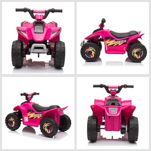 HOMCOM 6V Kids Electric Ride on Car All Terrain Vehicle Toy Quad Bike w/ Forward Reverse Functions Toddlers for 18-36 Months Old Pink