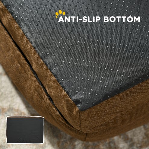 PawHut Dog Sofa Bed Pet Bed Dog Mattress with Removable Washable Cover, Anti-Slip Bottom, for Medium Sized Dogs, 90L x 69W x 21Hcm - Brown