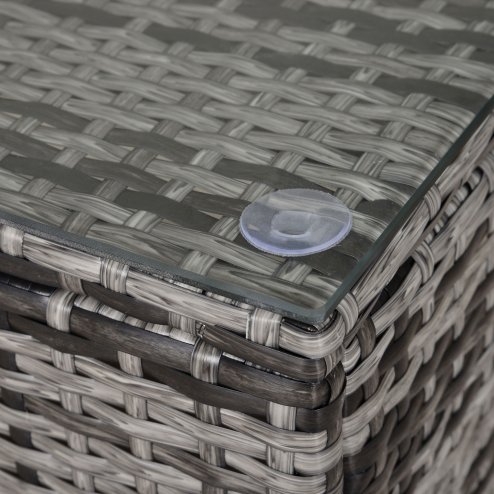 Outsunny PE Rattan Coffee Table, Rectangular Outdoor Coffee Table with Tempered Glass Top, 70 KG Capacity for Garden, Balcony, Terrace, Patio, Mixed Grey