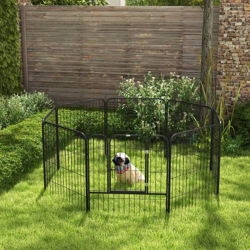 PawHut Dog Pen 8 Panels Puppy Pen Heavy Duty Pet Playpen for Indoor Outdoor for Dogs, Rabbits, Ducks 80cm High