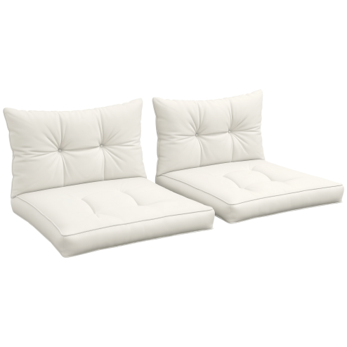 Outsunny 2pc Outdoor Seat Cushions Back Cushions, 60 x 60 x 10cm Water Repellent Seat Pads for Garden Patio Kitchen Office Chairs, White