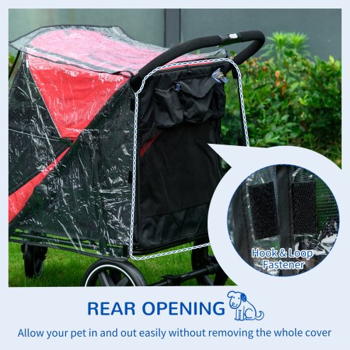 PawHut Dog Stroller Rain Cover, Cover for Dog Pram Stroller, Buggy for Large, Medium Dogs w/ Rear Entry