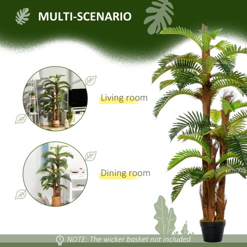 Outsunny 150cm/5FT Artificial Tropical Palm Tree Decorative Plant with Nursery Pot, Fake Plant for Indoor Outdoor Decor